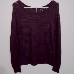 American Eagle Long Sleeve Cable Knit Sweater Size M - Dark Maroon
